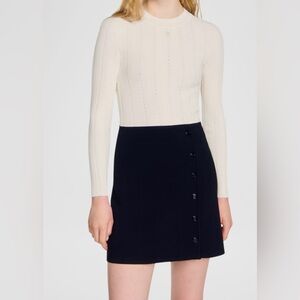 Sandro Bonheur Combo Knit Mini Dress / Size 36
